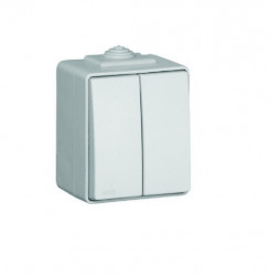 48061 CCZ Virštinkinis IP65 dviejų klavišų jungiklis 10A, ~250V, pilkas  